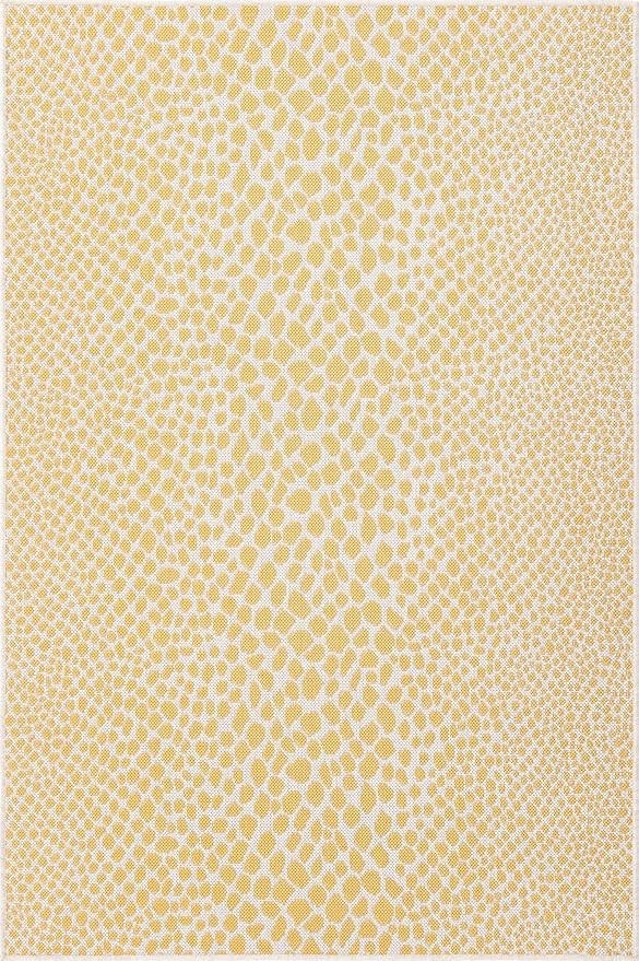 Unique Loom Jill Zarin Outdoor Collection Area Rug - Cape Town (4' x 6' Rectangle Yellow Ivory/Ivory)