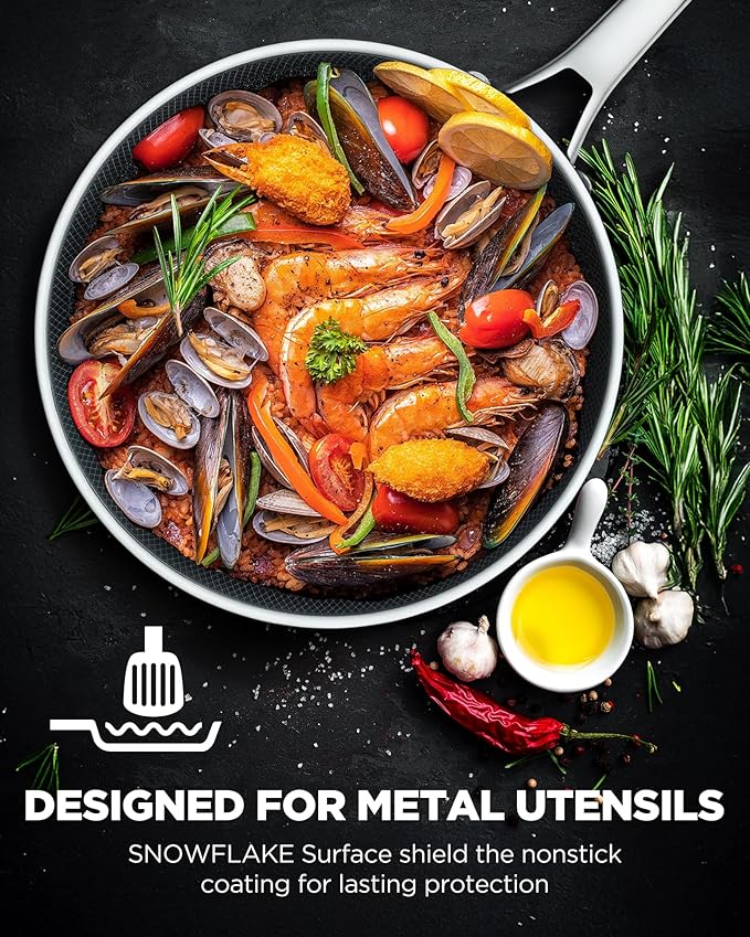 Non Stick Frying Pans Set, 10 pcs, Hybrid Frying Pans Nonstick,non stick Skillets Stainless Steel, Dishwasher & Oven-Safe, Induction Compatible Cooking Pan, PFOA Free Cookware