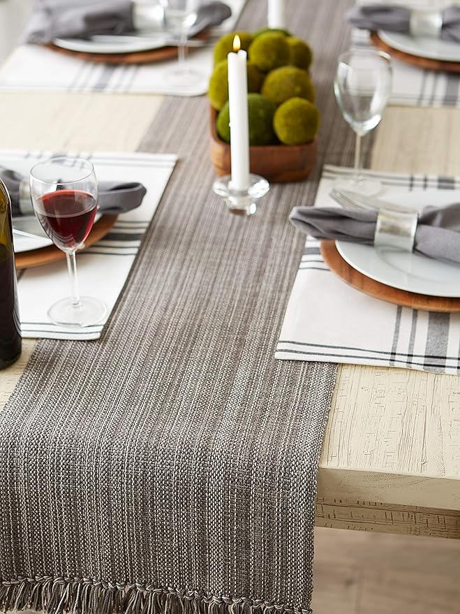 DII Variegated Tabletop Collection, Table Runner3x108, Gray