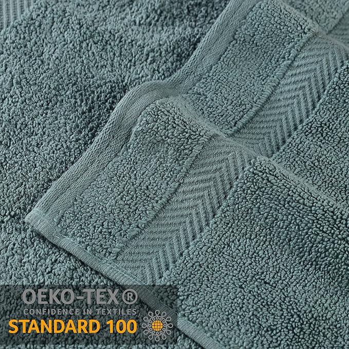 Superior Zero Twist 100% Cotton Towel Set, 3-Piece Set, Extra Soft Bath Towel, Face Towel and Hand Towel, Long-Staple Cotton Towels, Jade