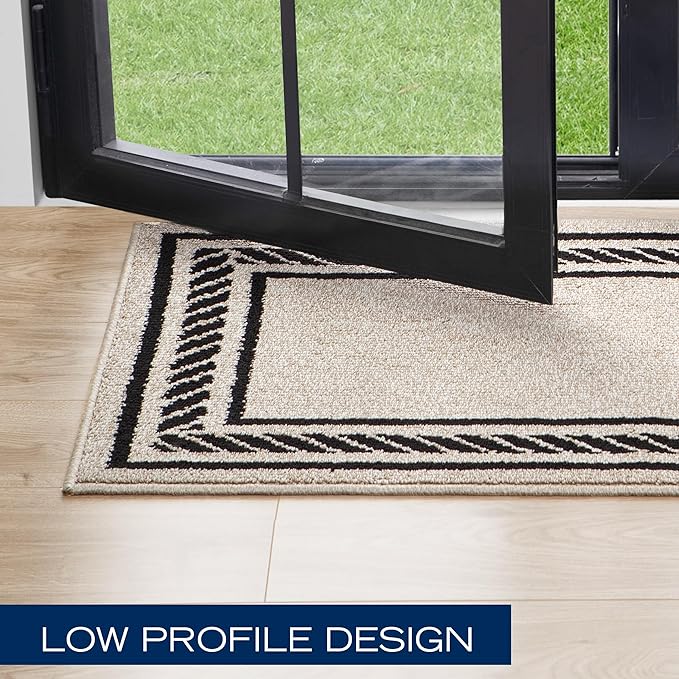 Nautica – Runner Rug | Indoor Runners for Hallways and Entry Rugs| Non-Slip and Non-Skid Entry and Kitchen Door Mat| Machine Washable Entryway Carpet Rugs | 2'2" x 3'9" | Rope Border Natural Twist