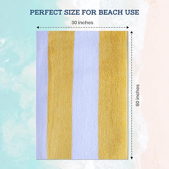 Casa Lino Large Beach Towel Set - Beach Towels Oversized - Highly Absorbent & Quick Dry Pool Towels - Soft 100% Cotton Large Bath Towel Set - 60" x 30" - Pack of 4 - (Honeydew Yellow)
