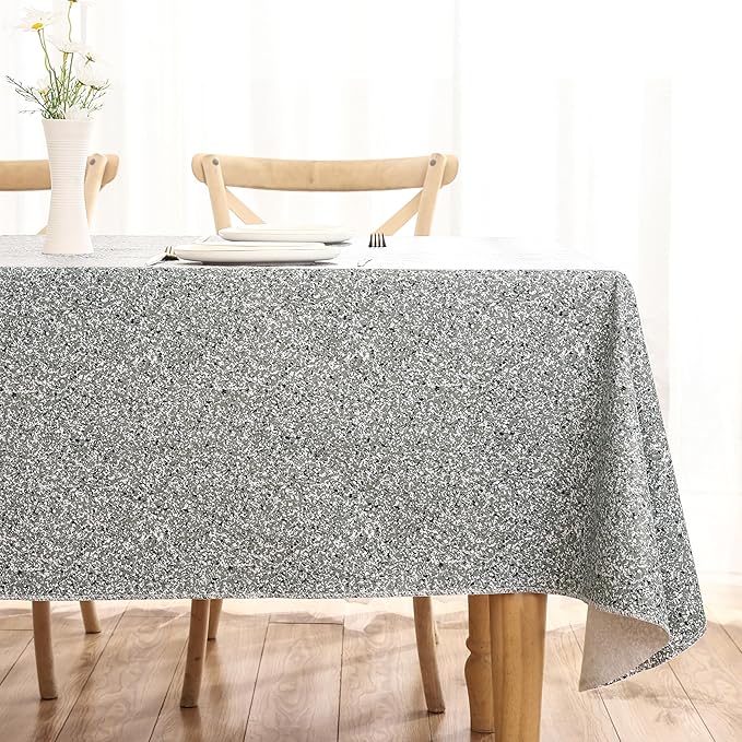Walrus Heavy Duty Vinyl Tablecloth with Flannel Backing Waterproof Oil-Proof Plastic Table Cloth Stain-Resistant Wipeable Rectangle or Square Table Cover for Indoor and Outdoor (Grey, 60X102 Inch)