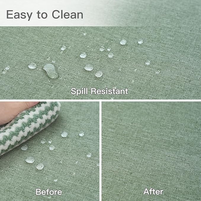 maxmill Linen Textured Rectangle Tablecloth Water Resistant Wrinkle Free Spill-Proof Stain Proof Table Cloth for Dining Room Decoration Banquet Party Wedding Holiday Dinner, 52 x 84 Inch Sage Green