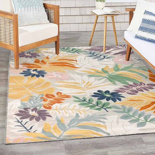 Nourison Home Suncoast Multicolor 4' x 6' Area Rug - Easy Clean, Non Shedding, Bed Room, Living Room, Dining Room, Kitchen (4' x 6')