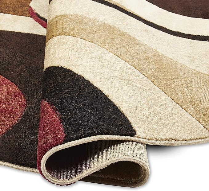 Home Dynamix Tribeca Slade Modern Area Rug, Abstract Brown/Red 7'10" Round, Round