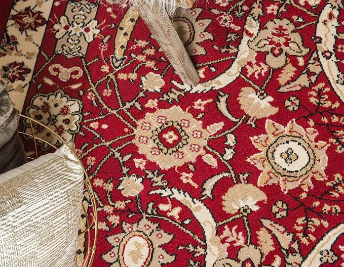 Unique Loom Espahan Collection Area Rug - Cape Cod (9' 10" x 13' 1" Rectangle, Red/ Beige)