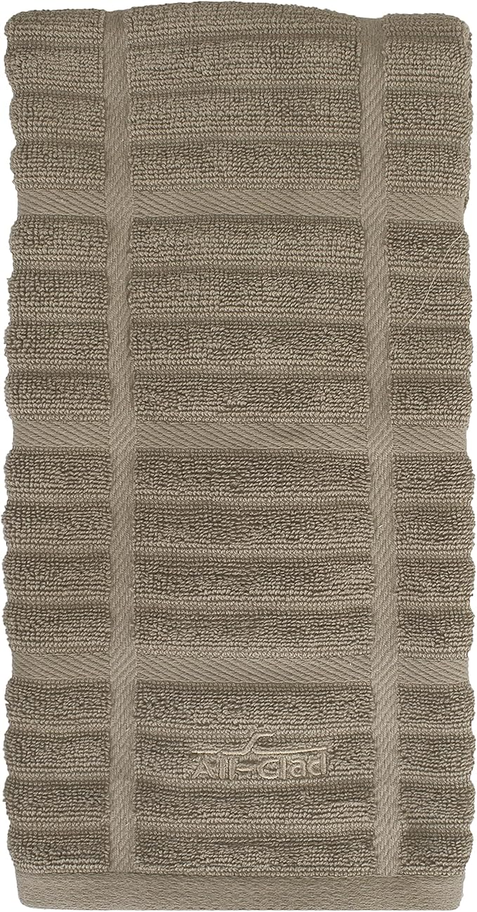 All-Clad Solid Kitchen Towel: Highly Absorbent, Super Soft Long Lasting - 100% Cotton, 17"x30" Tea Towel for Cleaning & Drying Dishes, Pans, Glassware, or Countertops, (1-Pack), Mushroom