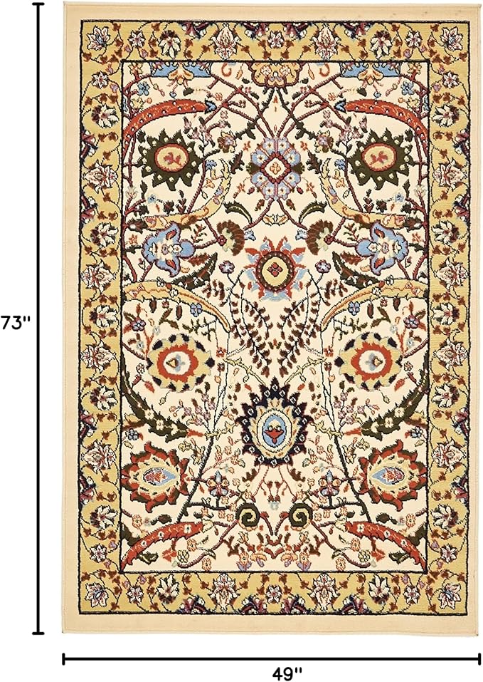 Unique Loom Espahan Collection Area Rug - Cape Cod (4' 1" x 6' 1" Rectangle, Cream/ Black)