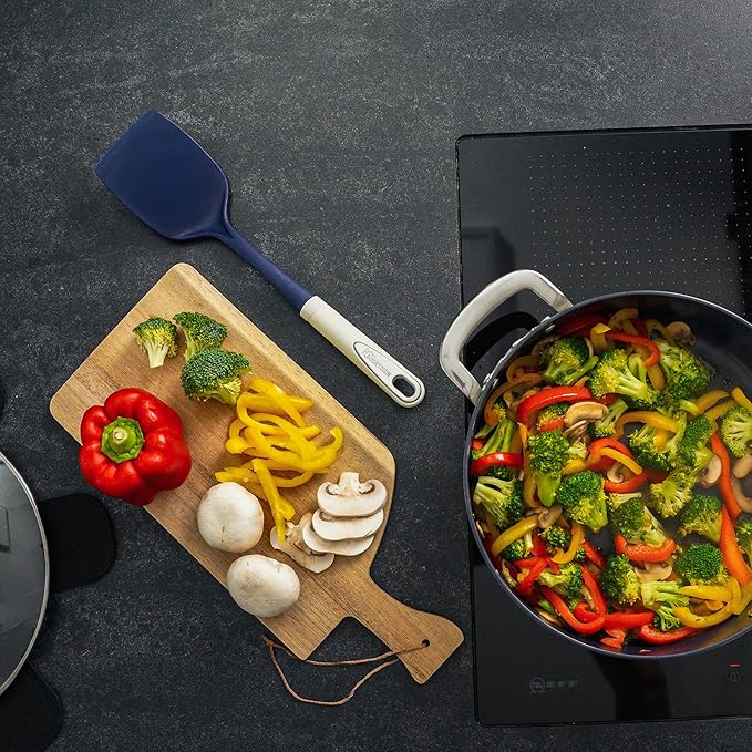 Guy Fieri's Flavortown 15-Piece Ceramic Cookware Set, Nonstick Pots and Pans for Cooking, Easy-Clean Kitchen Cookware, Made without PFAS PTFE PFOA, Induction Compatible, Dishwasher Safe, Blue & White