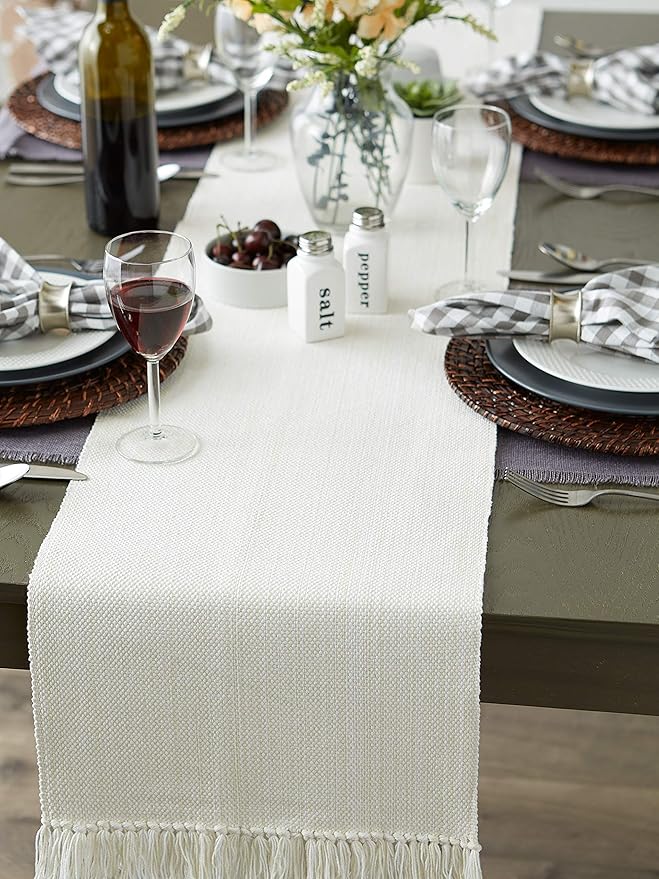 DII Variegated Tabletop Collection, Table Runner3x72, Off-White