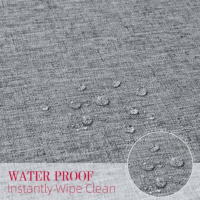 Cloth Place Mats Set of 8–Reusable Rectangular Waterproof Fabric Polyester Washable Wipeable Heat Resistant Linen for Kitchen Dining Dinner Restaurant Wedding Table(Gray/13x19 Inch)