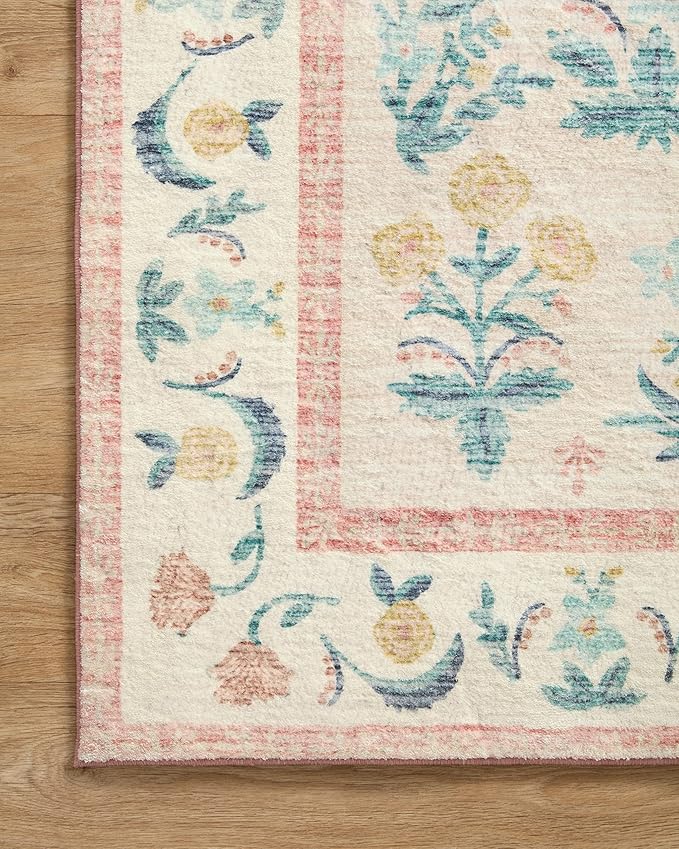 Loloi Rifle Paper Co. Eden Collection EDE-01 Mughal Rose Blush 2'-3" x 3'-9" Accent Rug feat. CloudPile™