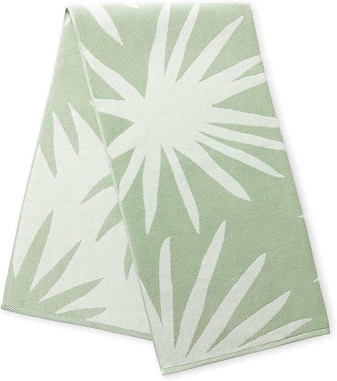 Laguna Beach Textile Co. Tropical Cabana Beach Towel - Oversized, Plush 630 GSM Cotton - Agave Green