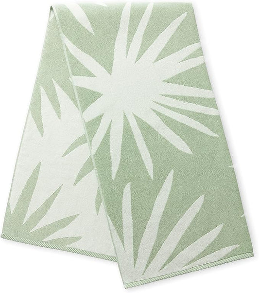 Laguna Beach Textile Co. Tropical Cabana Beach Towel - Oversized, Plush 630 GSM Cotton - Agave Green