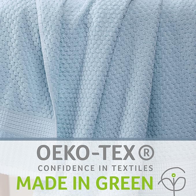 NY Loft 100% Cotton Hand Towel 6 Pack | Super Soft & Absorbent Quick-Dry Hand Towels 16" x 28" |Textured and Durable Cotton | Trinity Collection (6 Pack Hand Towel, Chambray Blue)