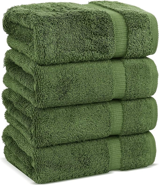 Chakir Turkish Linens 100% Cotton Premium Turkish Towels for Bathroom | 16'' x 30'' (4-Piece Hand Towel, Moss)