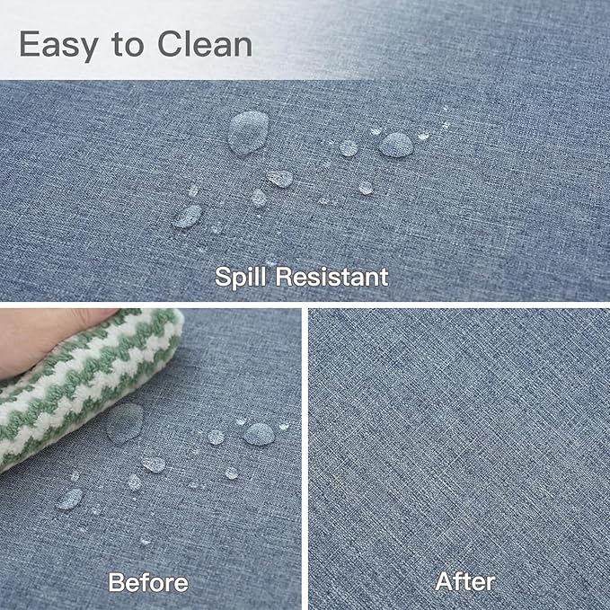 maxmill Square Linen Tablecloth Water Resistance Antiwrinkle Spillproof Stain Proof Fabric Table Cloth, Decorative Fabric Table Cover for Banquet Party Event Holiday Dinner, 70 x 70 Inch, Demin Blue