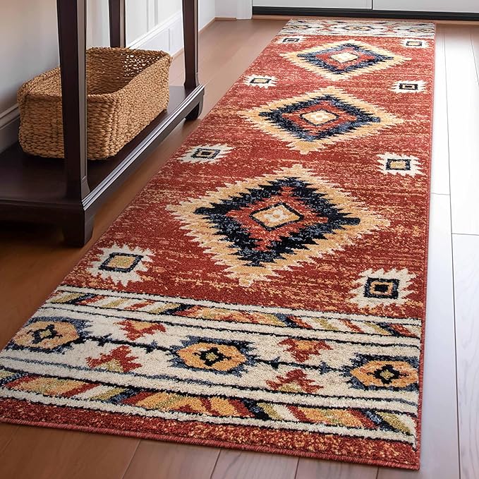 Well Woven Tulsa Lea Crimson Traditional Southwestern Tribal (2'7" x 9'10") Runner Rug