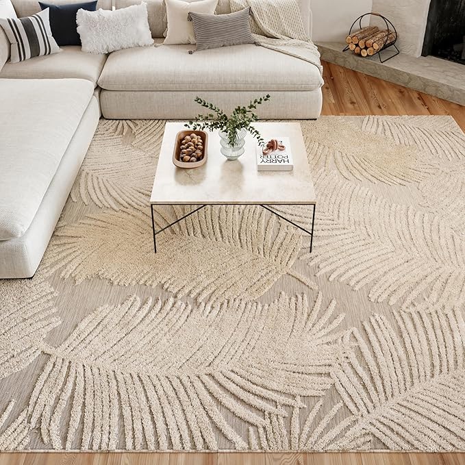 Nourison Home Suncoast Beige 7'10" x 9'10" Area Rug - Easy Clean, Non Shedding, Bed Room, Living Room, Dining Room, Kitchen (8' x 10')