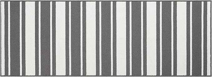 Nautica – Runner Rug | Indoor Runners for Hallways and Entry Rugs| Non-Slip and Non-Skid Entry and Kitchen Door Mat| Machine Washable Entryway Carpet Rugs | 26” x 72” | Stripe Dark Grey
