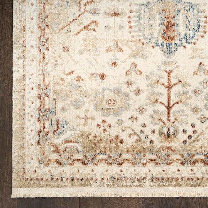 Nourison Home Pardis Ivory Rust 5'3" x 7' Area Rug - Easy Clean, Non Shedding, Bed Room, Living Room, Dining Room, Kitchen (5' x 7')