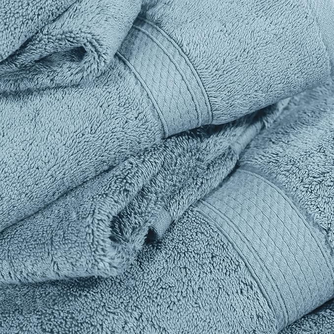Superior Egyptian Cotton Pile 6 Piece Towel Set, Includes 2 Bath, 2 Hand, 2 Face Towels/Washcloths, Ultra Soft Luxury Towels, Thick Plush Essentials, Guest Bath, Spa, Hotel Bathroom, Denim Blue
