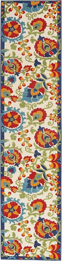 Nourison Home Aloha Multicolor 2'3" x 10' Area Rug - Easy Clean, Non Shedding, Bed Room, Living Room, Dining Room, Kitchen (10' Runner)