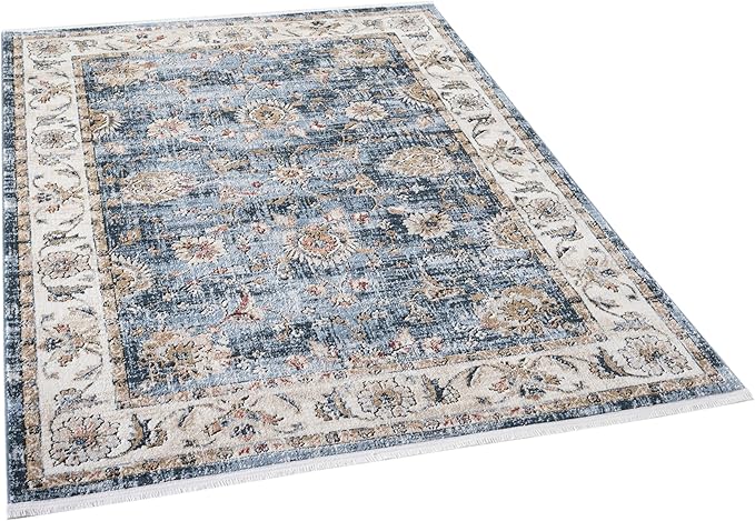 Well Woven Indira Elysium Vintage Panel Midnight Blue 5x7 (5'3" x 7'3") Area Rug | Heritage-Inspired, Soft & Durable, Easy to Clean for Living Room, Bedroom, Dining Room