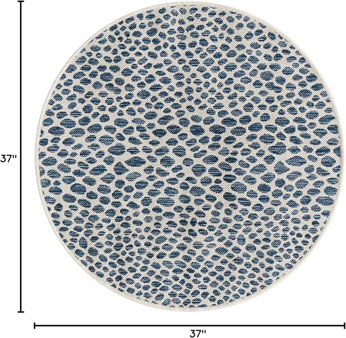 Unique Loom Outdoor Collection Area Rug - Cape Town (3' 1" Round, Blue/ Olive)