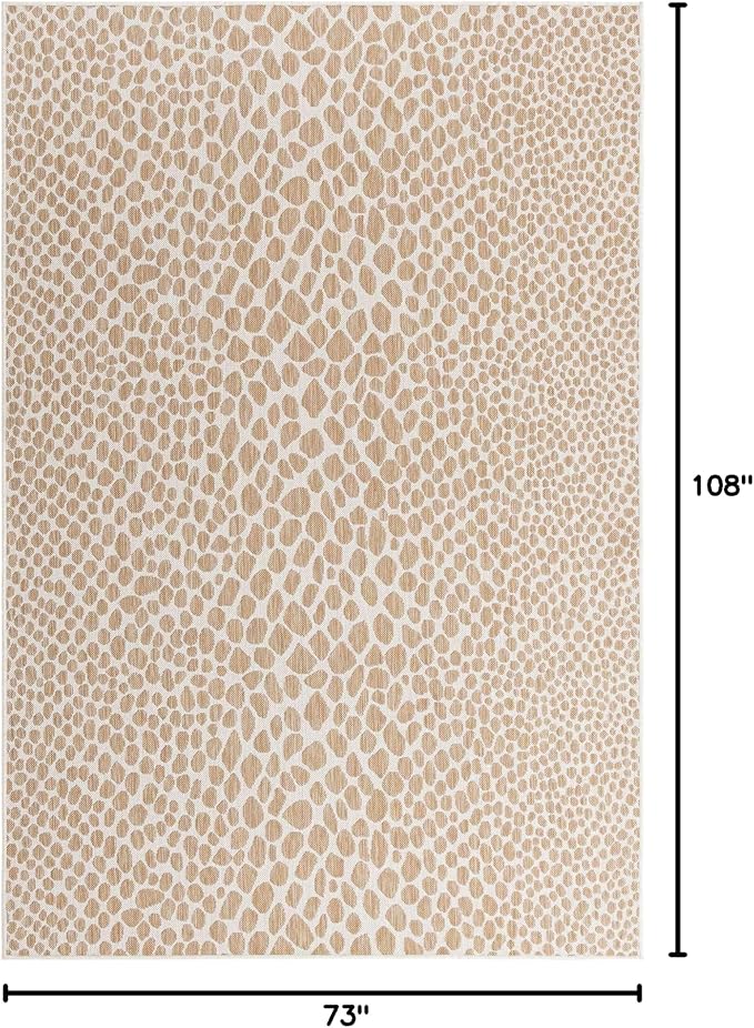 Unique Loom Outdoor Collection Area Rug - Cape Town (6' 1' x 9' Rectangle, Dark Beige/ Ivory)