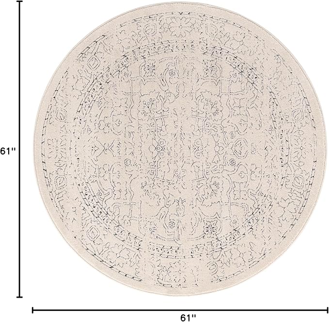 Unique Loom Isabella Collection Area Rug - Adjani (5' 1" Round, White/ Blue)