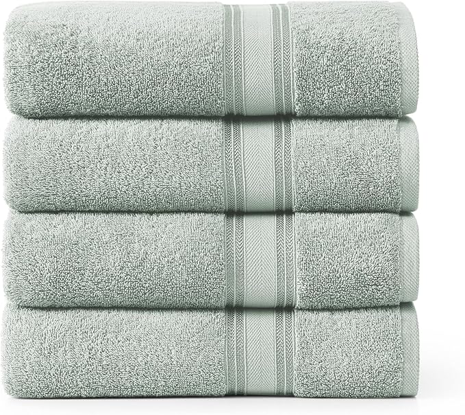 LANE LINEN Large Bath Towels - 100% Cotton , Extra Large Bath Towels, Zero Twist, 4 Piece Bath Sheet Set, Quick Dry, Super Soft Shower Towels, Highly Absorbent Bathroom Towels - Jade