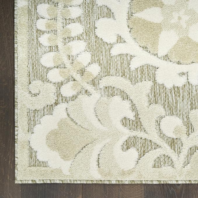 Nourison Home Aloha Ivory Sage 7'10" x 10'6" Area Rug - Easy Clean, Non Shedding, Bed Room, Living Room, Dining Room, Kitchen (8' x 11')