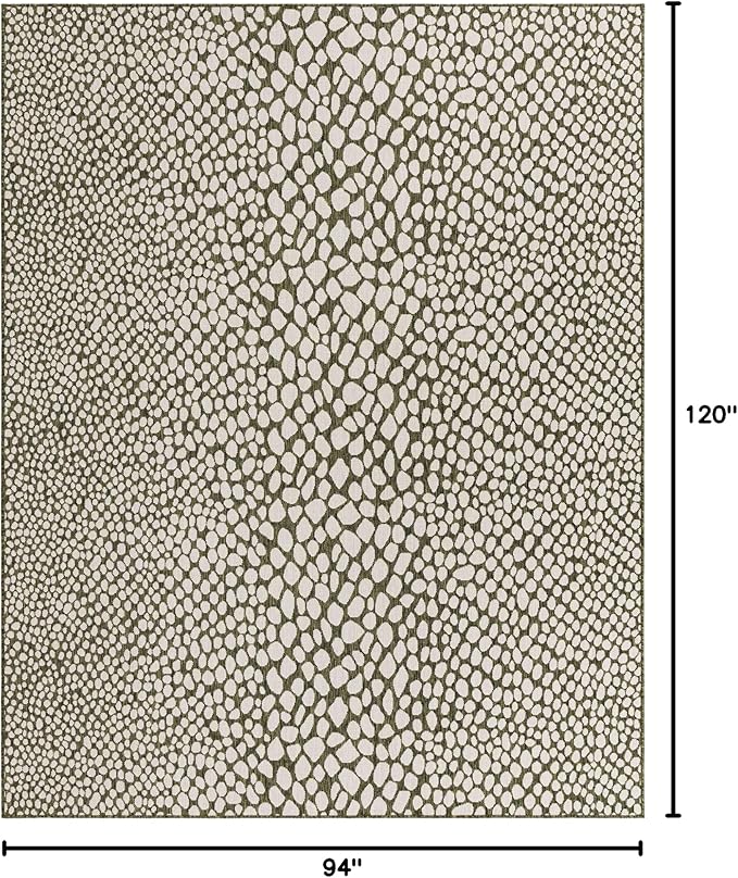 Unique Loom Jill Zarin Outdoor Collection Area Rug - Cape Town (7' 10" x 10' Rectangle, Green/ Ivory)