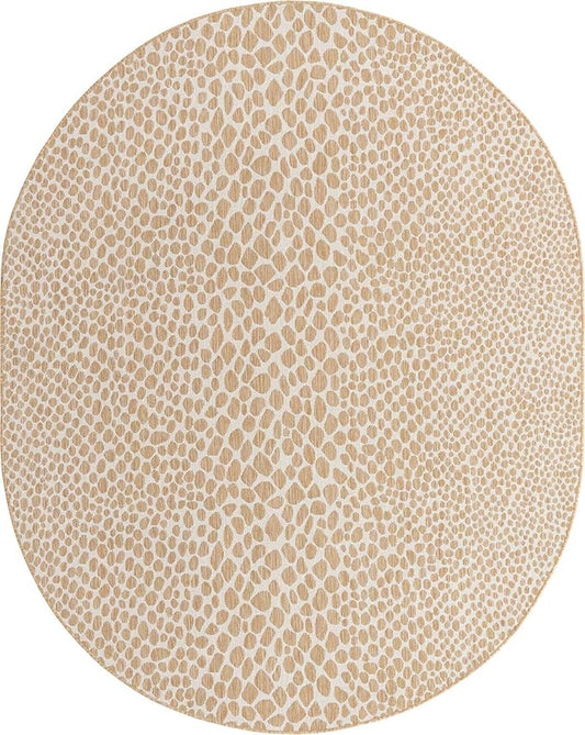 Unique Loom Jill Zarin Outdoor Collection Area Rug - Cape Town (7' 10' x 10' Oval, Dark Beige/ Ivory)