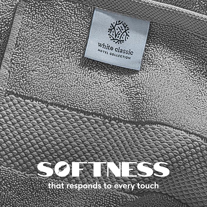 White Classic Luxury Soft Bath Sheet Towels - 650 GSM Cotton Luxury Bath Towels Extra Large 35x70 | Highly Absorbent and Quick Dry | Hotel Quality Extra Large Bath Towels Oversized, Light Grey, 2 Pack