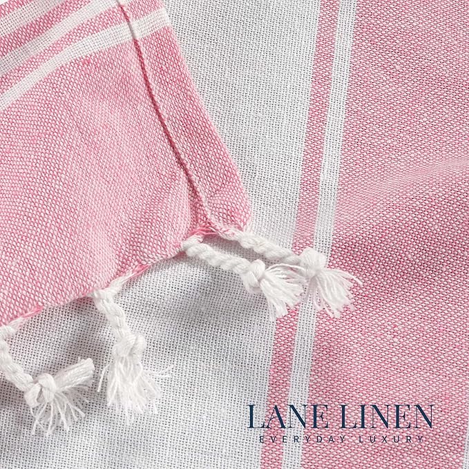 LANE LINEN Turkish Beach Towel Set of 4 - Beach Towels, Pre-Washed Pool Towel, Extra Large Beach Towel, Quick Dry & Sand Free, Absorbent Travel Towel, 39"x71" - Candy Pink
