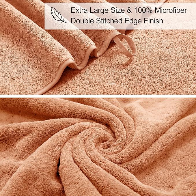 4 Piece Extra Large Bath Towels Set 35x70 Inches - Luxury 600 GSM Oversized Bath Sheet Towel,Ultra Soft Microfiber - Quick Dry,Highly Absorbent Shower Towels Spa Hotel Bathroom Towel Set (Orange)