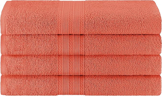 Superior Eco-Friendly Cotton 4-Piece Bath Towel Set, Large Towels for Bath, Shower, Pool, Master and Guest Bathroom, Home Essentials, Quick Drying, Soft Body Towels for Adults and Kids, Rust