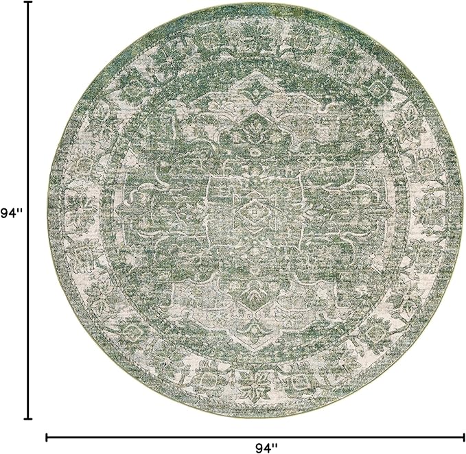 Unique Loom Isabella Collection Area Rug - Adjani (7' 10" Round, Green/ Ivory)