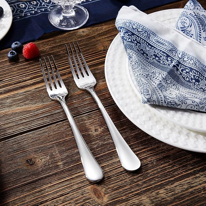 KEAWELL Premium Fine Verona 8-Piece 8 inch Fork Set – 18/10 Stainless Steel, Heavy-Duty Mirror-Finished Silverware for Elegant Everyday Dining and Entertaining (8, Dinner Forks)