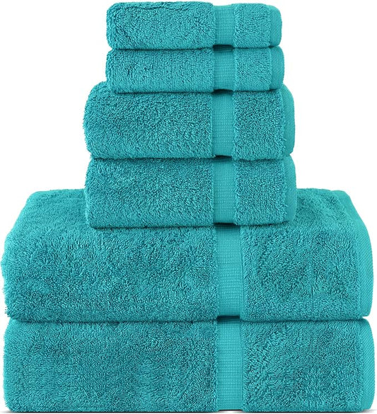 Chakir Turkish Linens Luxury Spa and Hotel Quality Premium Turkish Cotton 6-Piece Towel Set (2 x Bath Towels, 2 x Hand Towels, 2 x Washcloths)