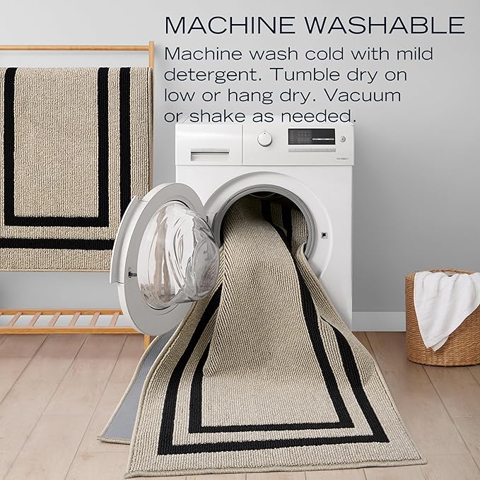 Nautica – Runner Rug | Indoor Runners for Hallways and Entry Rugs| Non-Slip and Non-Skid Entry and Kitchen Door Mat| Machine Washable Entryway Carpet Rugs | 2'2" x 5' | Double Border Natural Twist