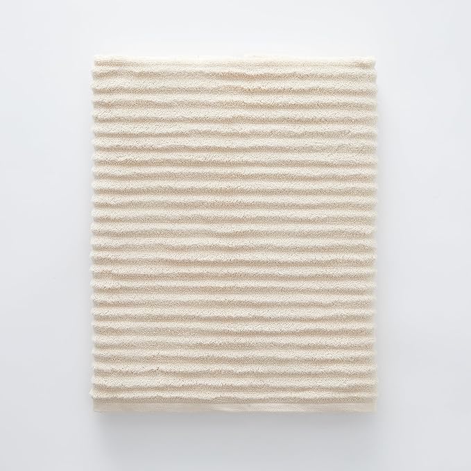 Blue Loom Ribbed Bath Sheet & Towel, 100% Cotton 600 GSM, Soft Absorbent Durable Quick Drying Bath Sheet & Bath Towel Set for Bathroom - Mason Set of 2 Ivory Beige (65" x 45" & 58" x 30")