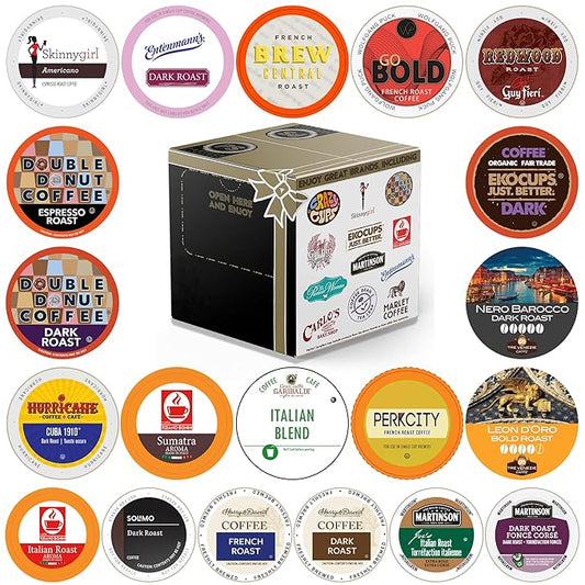 Crazy Cups Perfect Samplers Coffee Pods Variety Pack, Bold and Dark Roast Coffee, Single Serve Cups for Keurig K-Cup Machines - Robust Assortment, 20 Count