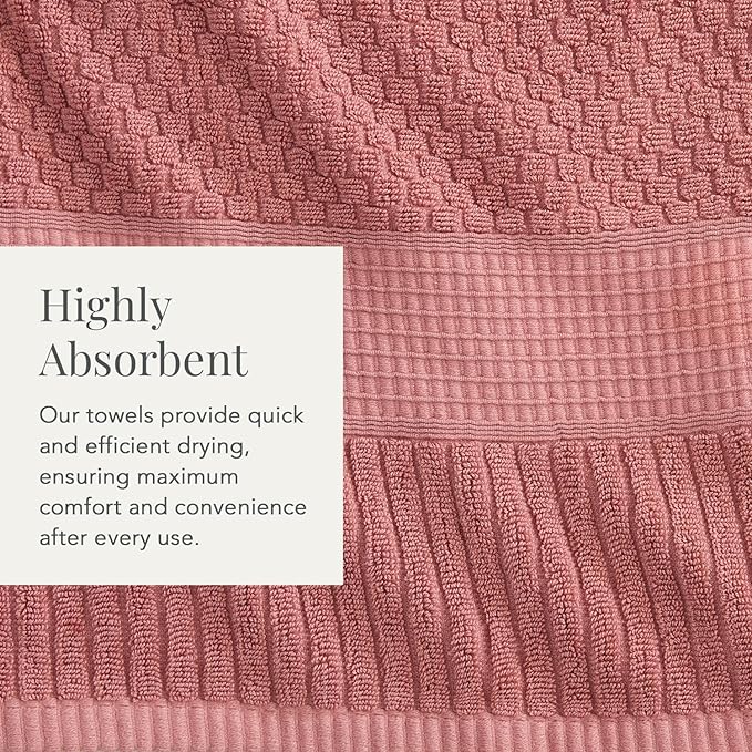 NY Loft 100% Cotton 2 Pack Bath Sheet Towel Set | Extra Large Oversize Bath Towels | Absorbent & Quick-Dry | Textured and Durable Cotton | Rose Pink