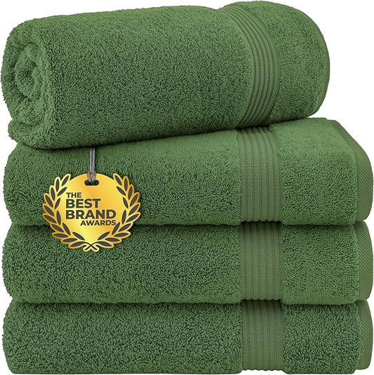 Cotton Paradise 4 Piece Turkish Bath Towels for Bathroom, Extra Large Soft Plush Towels Bathroom Set, Sage Green