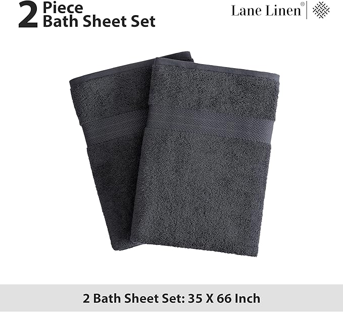 LANE LINEN (35"x66" Large Bath Sheets Set of 4-100% Cotton Bath Sheet - Fade Resistant, Machine Washable & Highly Absorbent - Oversized Luxury Bath Towel for Bathroom - Hotel Quality Black Towels