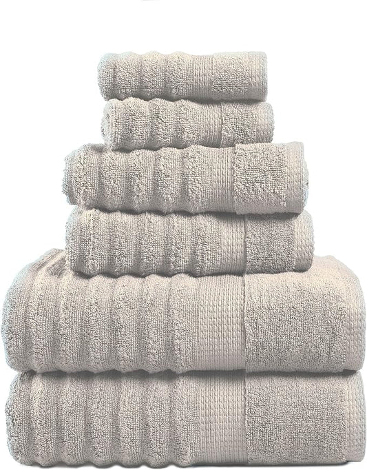 Lane Linen Luxury Bath Towels Set - Luxurious Hotel-Style Shower Towels and Washcloths Sets, 100% Cotton Bath Towel Sets for Bathroom - Includes 2 Bath, 2 Hand & 2 Wash Cloths (Set of 6) - Platinum